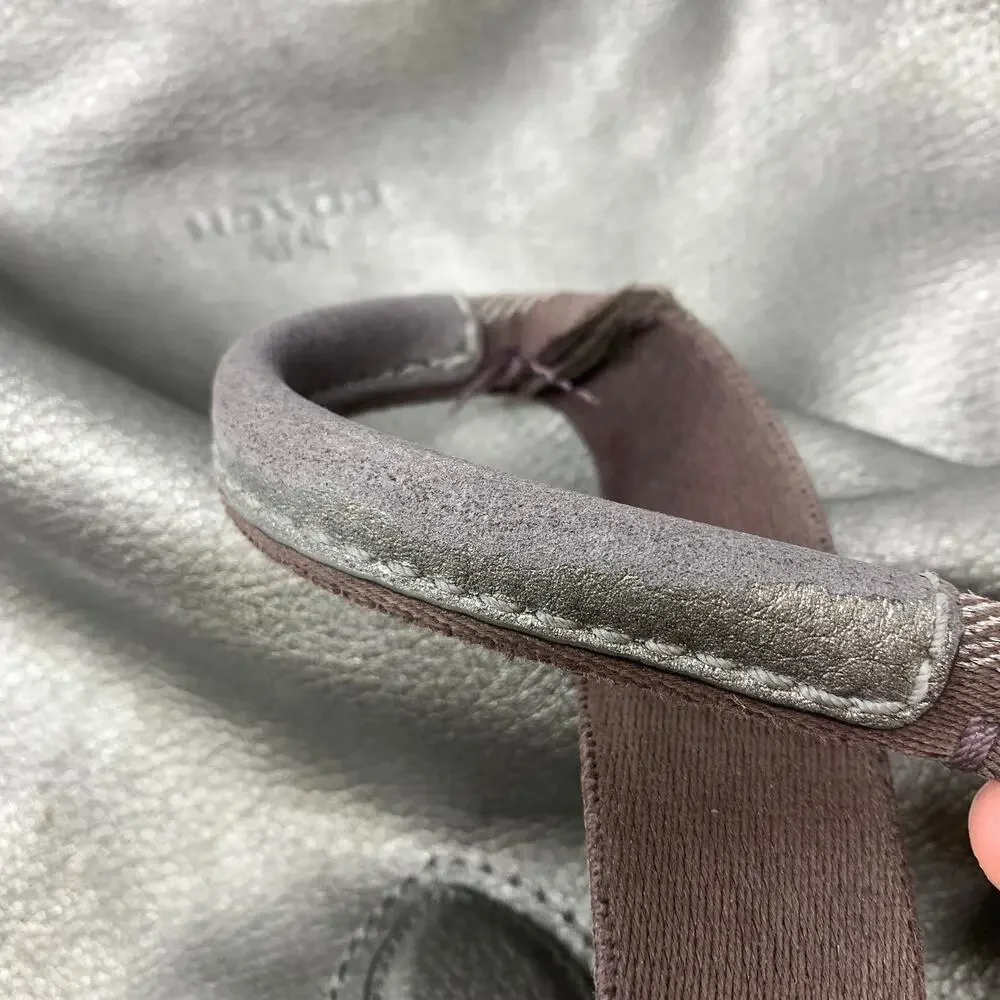 Coach Large Metallic Pewter Soft Leather Tote Bag *FLAWS